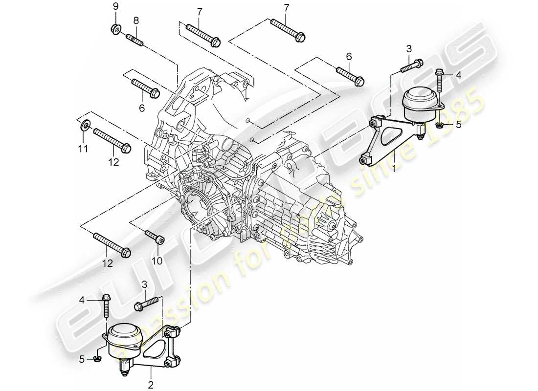 porsche 2007 (987 boxster) 5-speed manual transmission gearbox mounting fastening screw engine parts diagram
