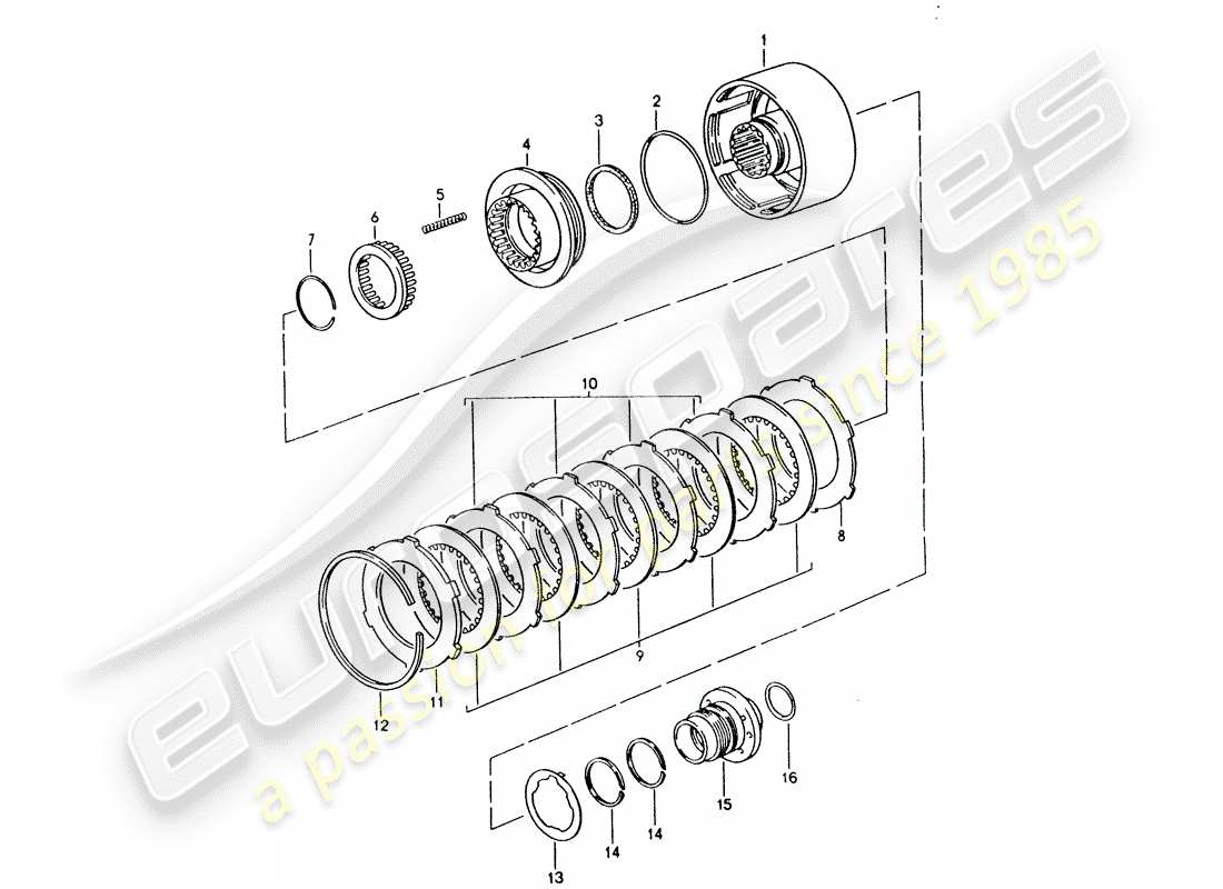porsche 1993 (928) automatic transmission - clutch - k 2 parts diagram