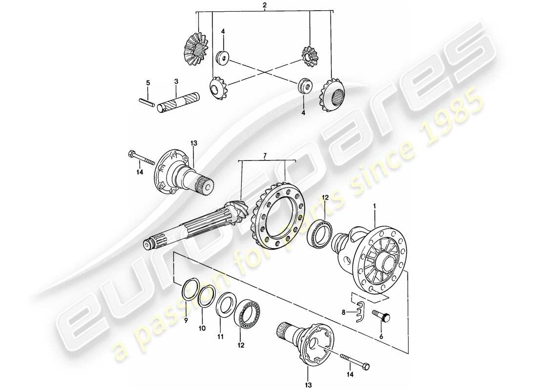 porsche 1979 (924) differential - 5-speed parts diagram