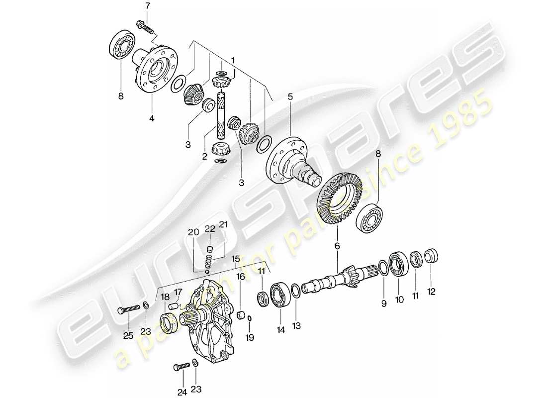 porsche 1982 (924) differential - automatic transmission part diagram