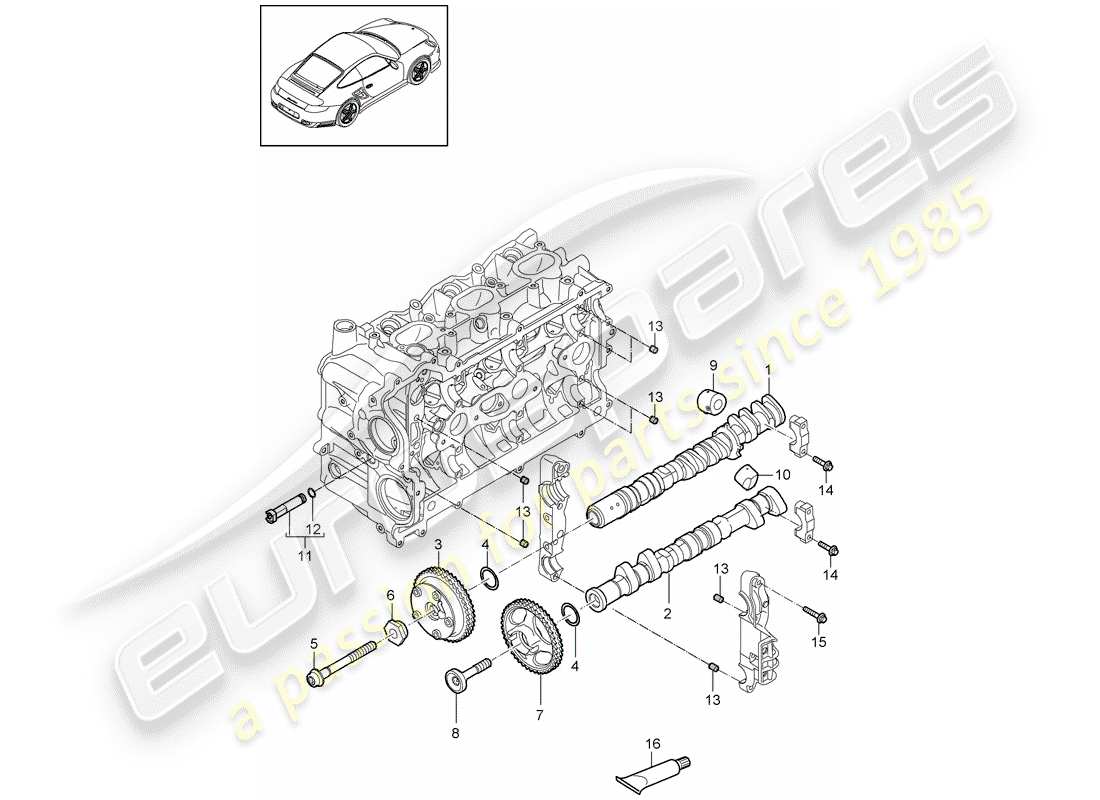 porsche 2013 (997-2 turbo / gt2 rs) camshaft parts diagram