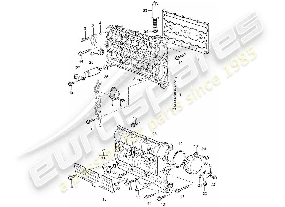 porsche 2004 (996 turbo / gt2) camshaft housing part diagram