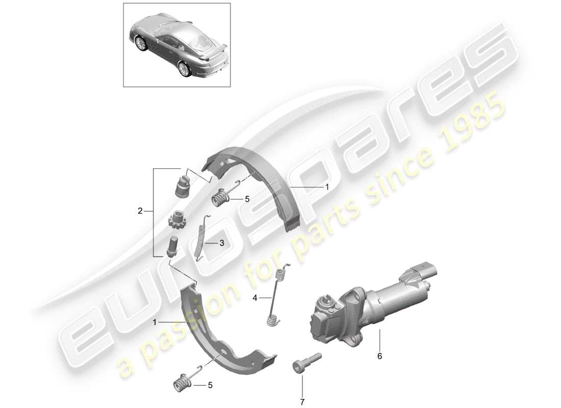 porsche 2016 (991-1 r/gt3/rs) parking brake d - mj 2018>> part diagram