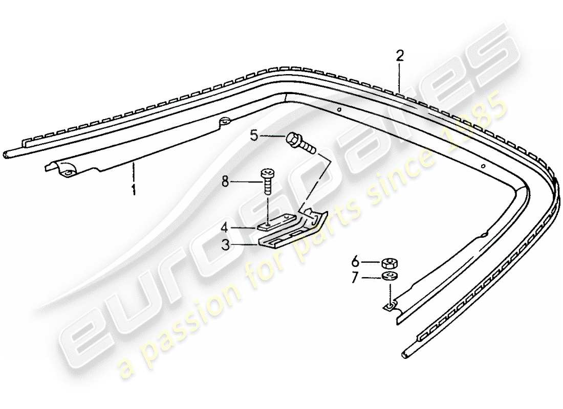 porsche 1996 (993) fasteners - bracket - sealing strip part diagram