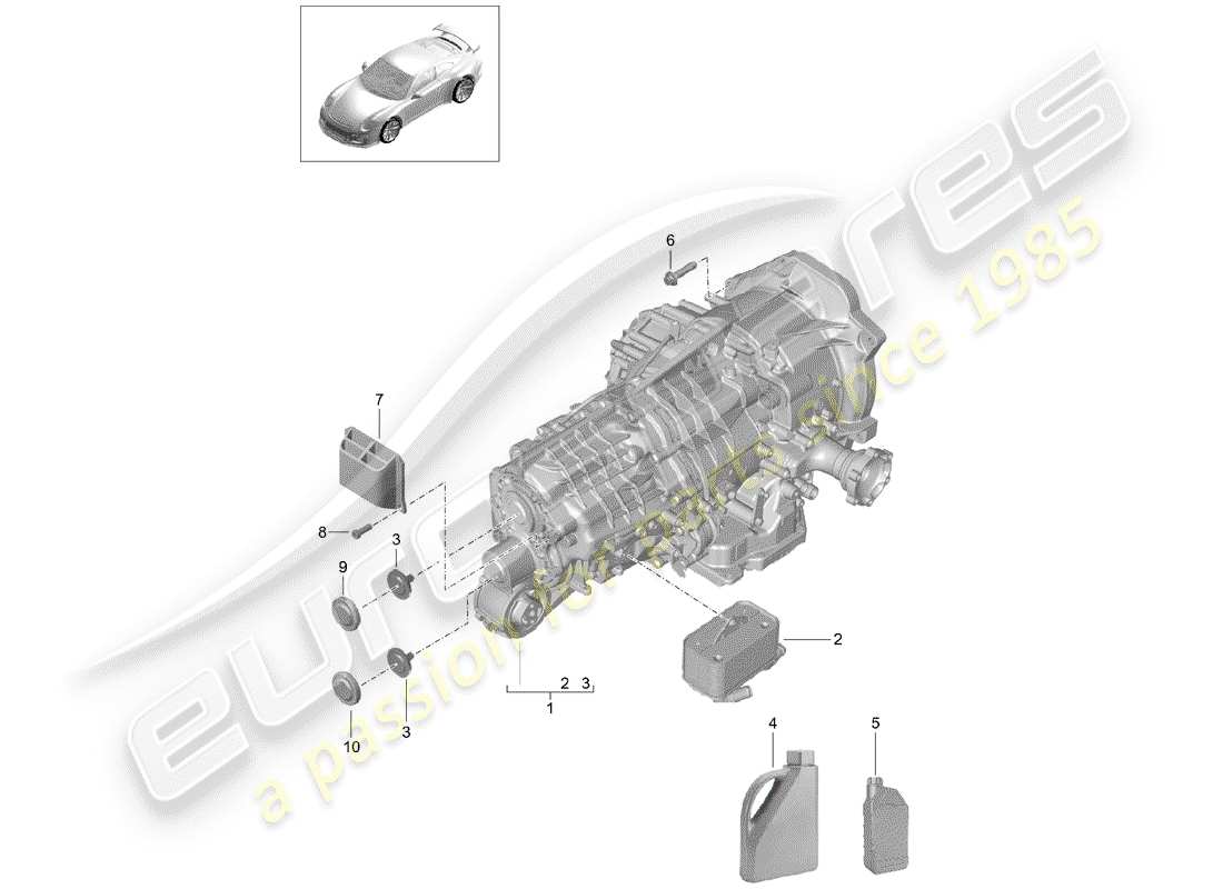porsche 2016 (991-1 r/gt3/rs) - pdk - gearbox part diagram