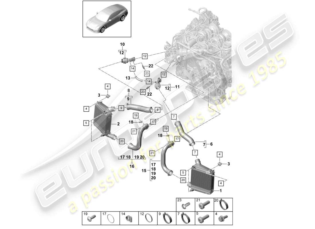 a part diagram from the porsche 2020 (panamera 971-1) parts catalogue
