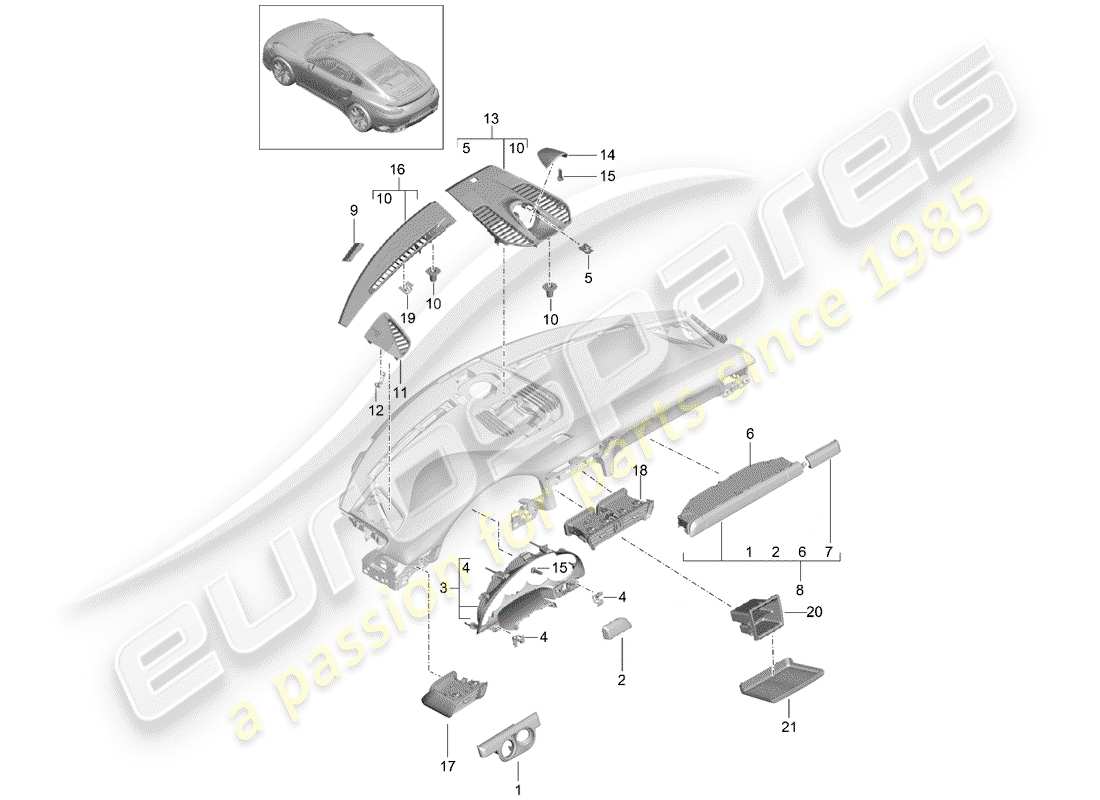 a part diagram from the porsche 2019 (991-2 turbo) parts catalogue