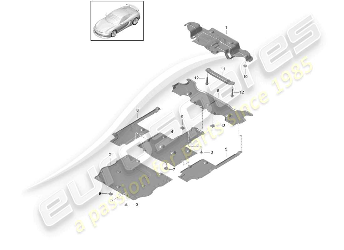 a part diagram from the porsche 2016 (981 cayman gt4) parts catalogue