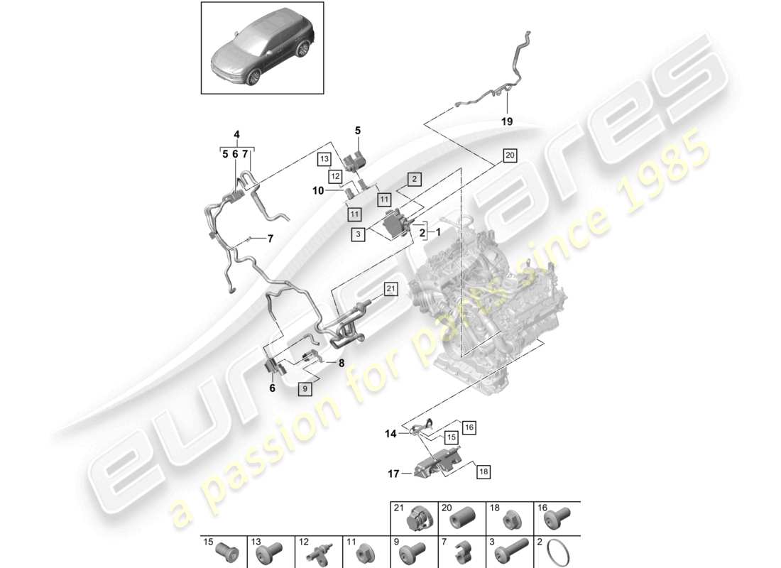 a part diagram from the porsche 2019 (cayenne e3 9ya/9yb) parts catalogue