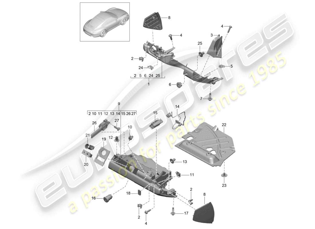 a part diagram from the porsche 2014 (991-1) parts catalogue