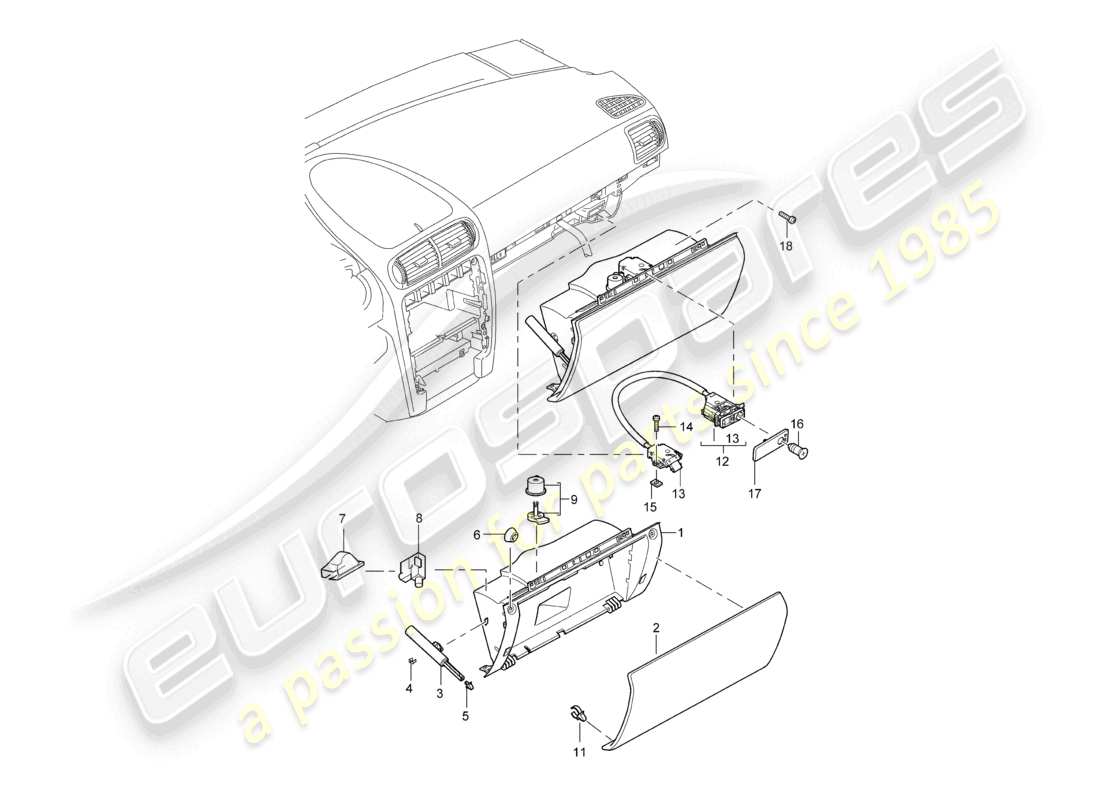 a part diagram from the porsche 2008 (cayenne e1 9pa) parts catalogue