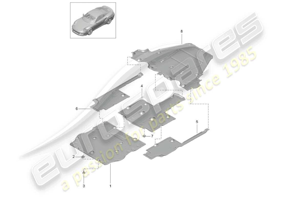 a part diagram from the porsche 2016 (991-1 turbo) parts catalogue