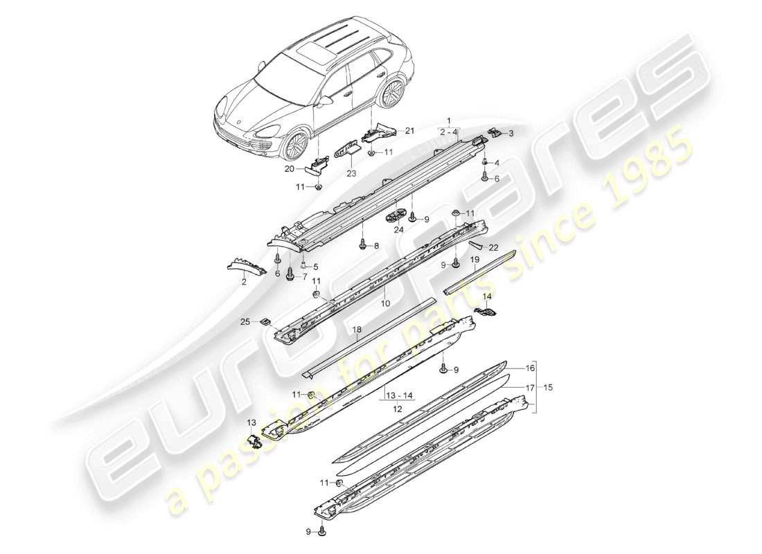 a part diagram from the porsche 2017 (cayenne e2 92a) parts catalogue