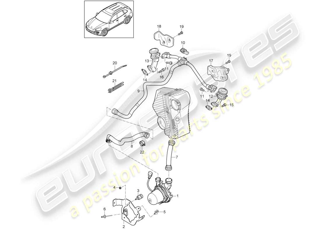 VIEW PARTS DIAGRAMS FROM THE PORSCHE CAYENNE PARTS CATALOGUE a part diagram from the porsche cayenne parts catalogue