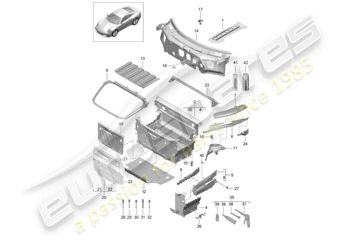 a part diagram from the porsche 991 parts catalogue