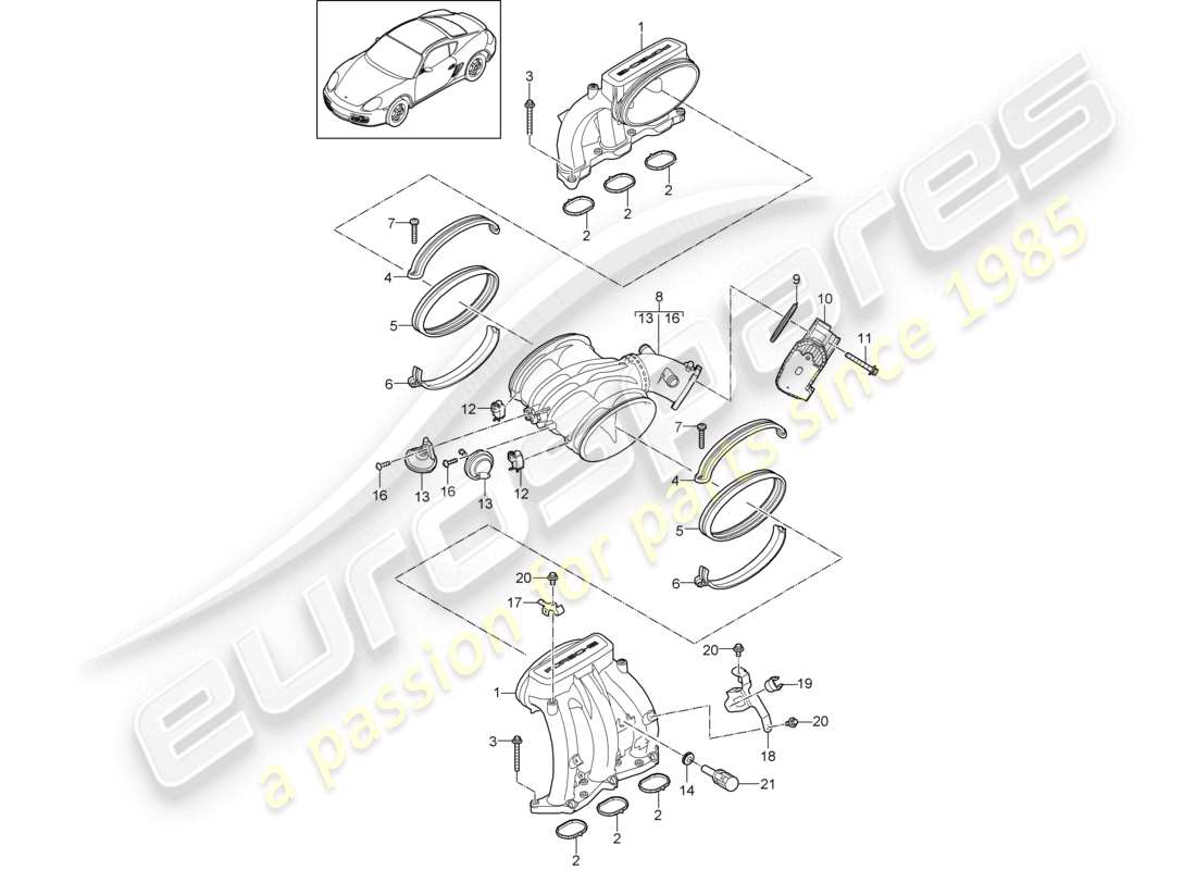 a part diagram from the porsche 2009 (987 cayman) parts catalogue