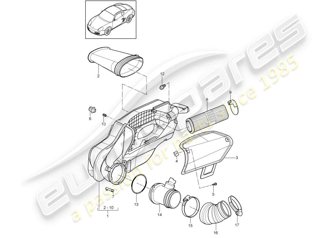 a part diagram from the porsche 2009 (987 cayman) parts catalogue