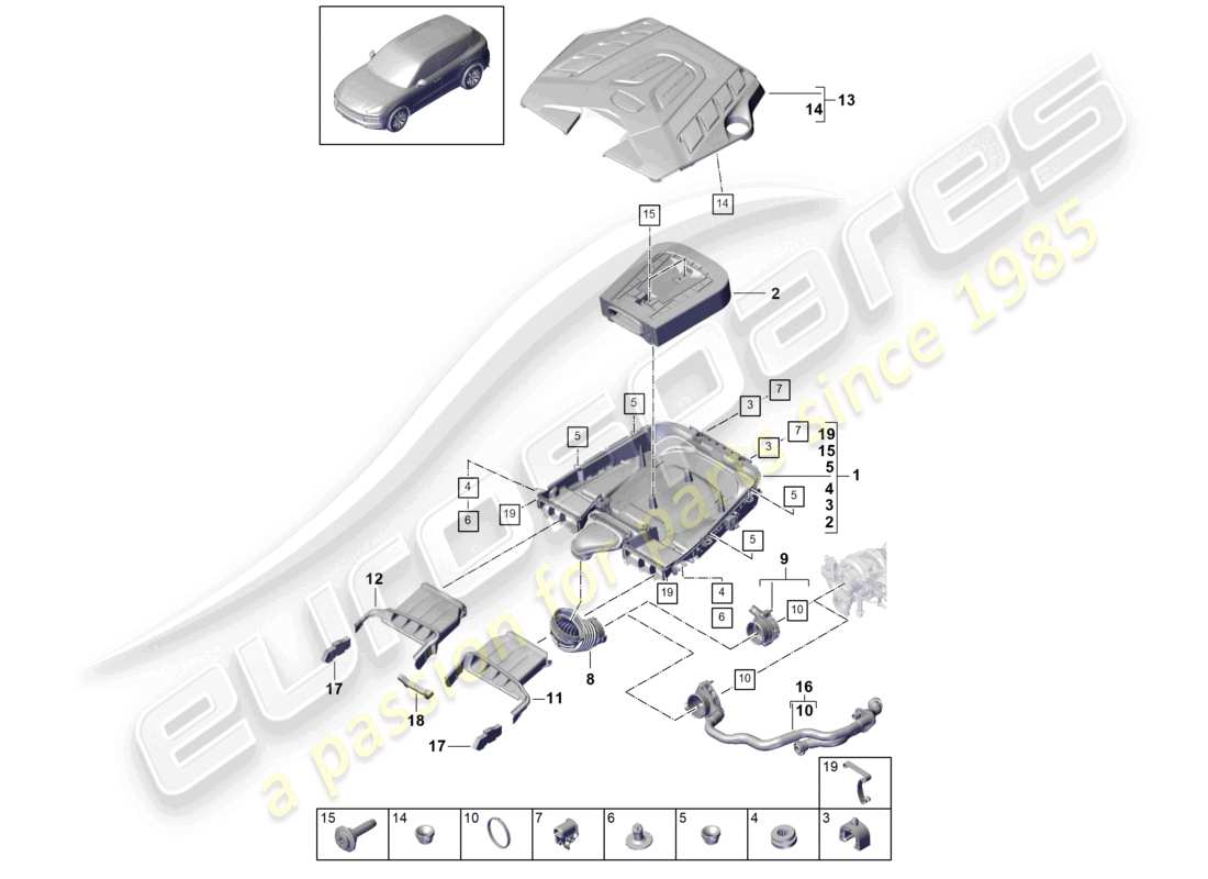 a part diagram from the porsche 2018 (cayenne e3 9ya/9yb) parts catalogue