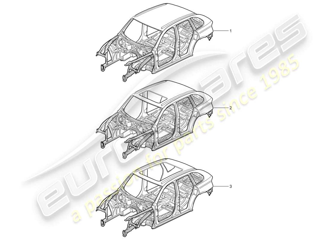 a part diagram from the porsche 2008 (cayenne e1 9pa) parts catalogue