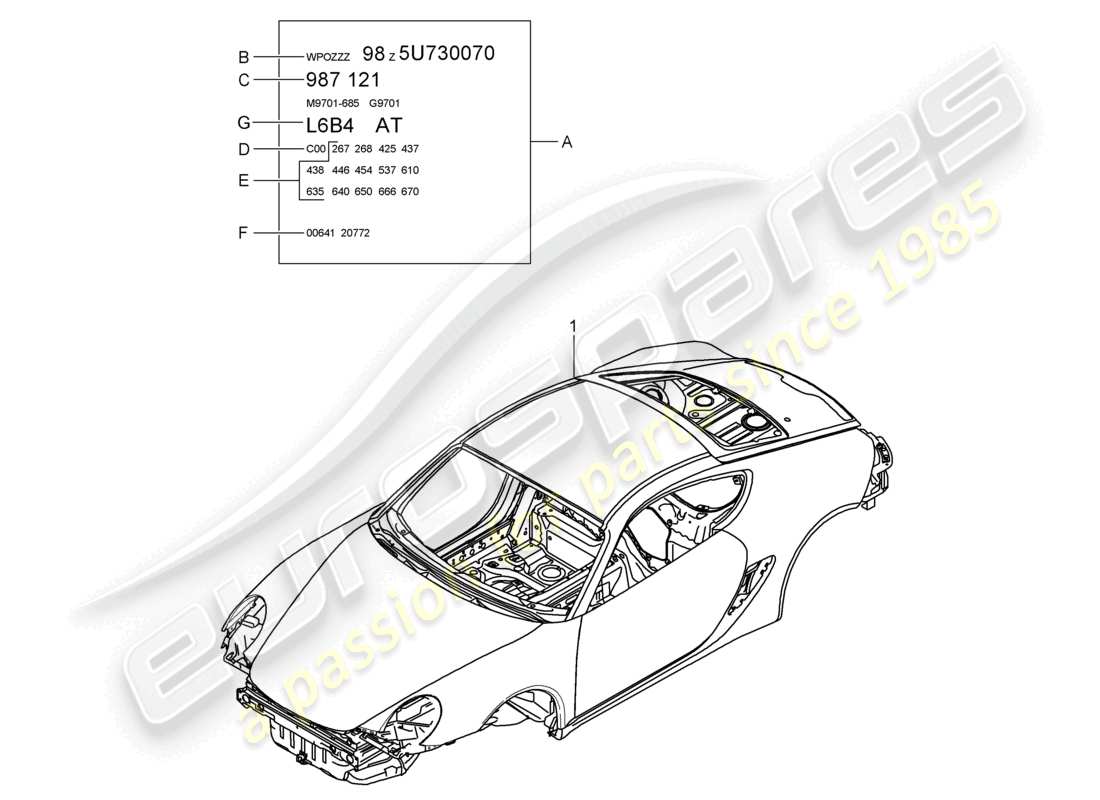 a part diagram from the porsche 2011 (987 cayman) parts catalogue
