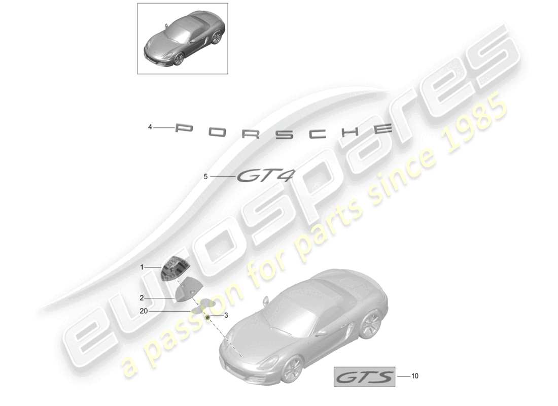 a part diagram from the porsche cayman parts catalogue