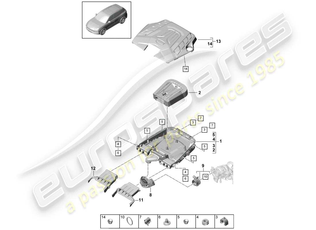 a part diagram from the porsche 2020 (cayenne e3 9ya/9yb) parts catalogue