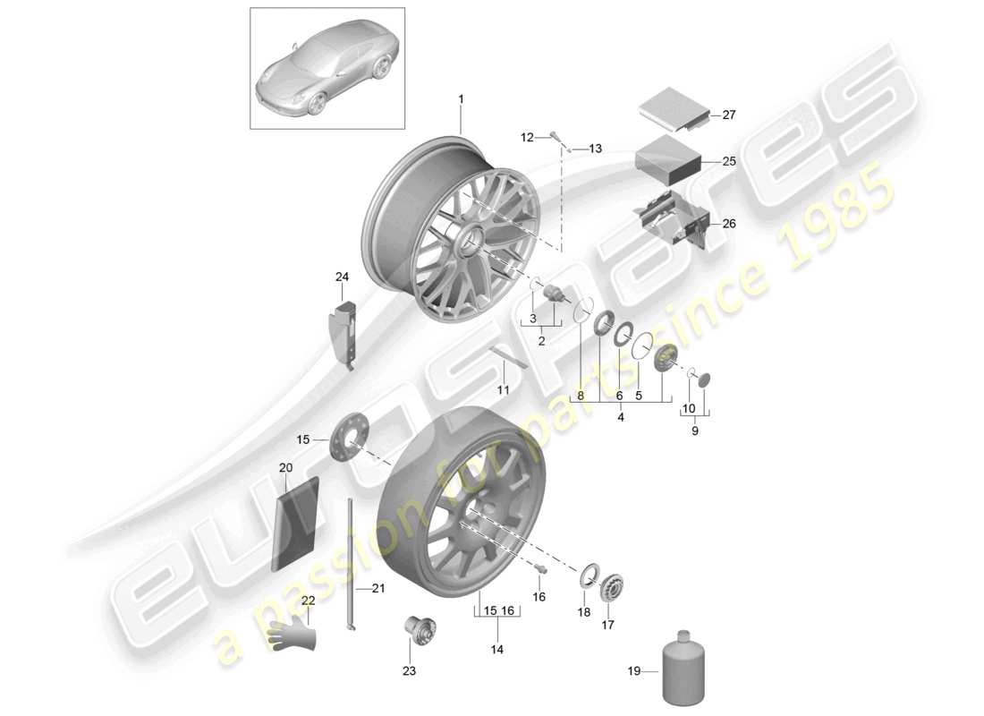 a part diagram from the porsche 991 parts catalogue