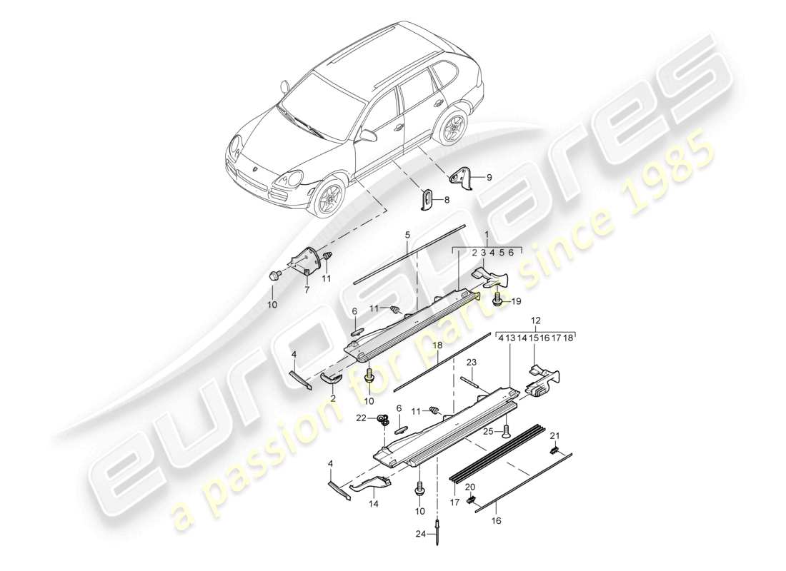 a part diagram from the porsche 2009 (cayenne e1 9pa) parts catalogue