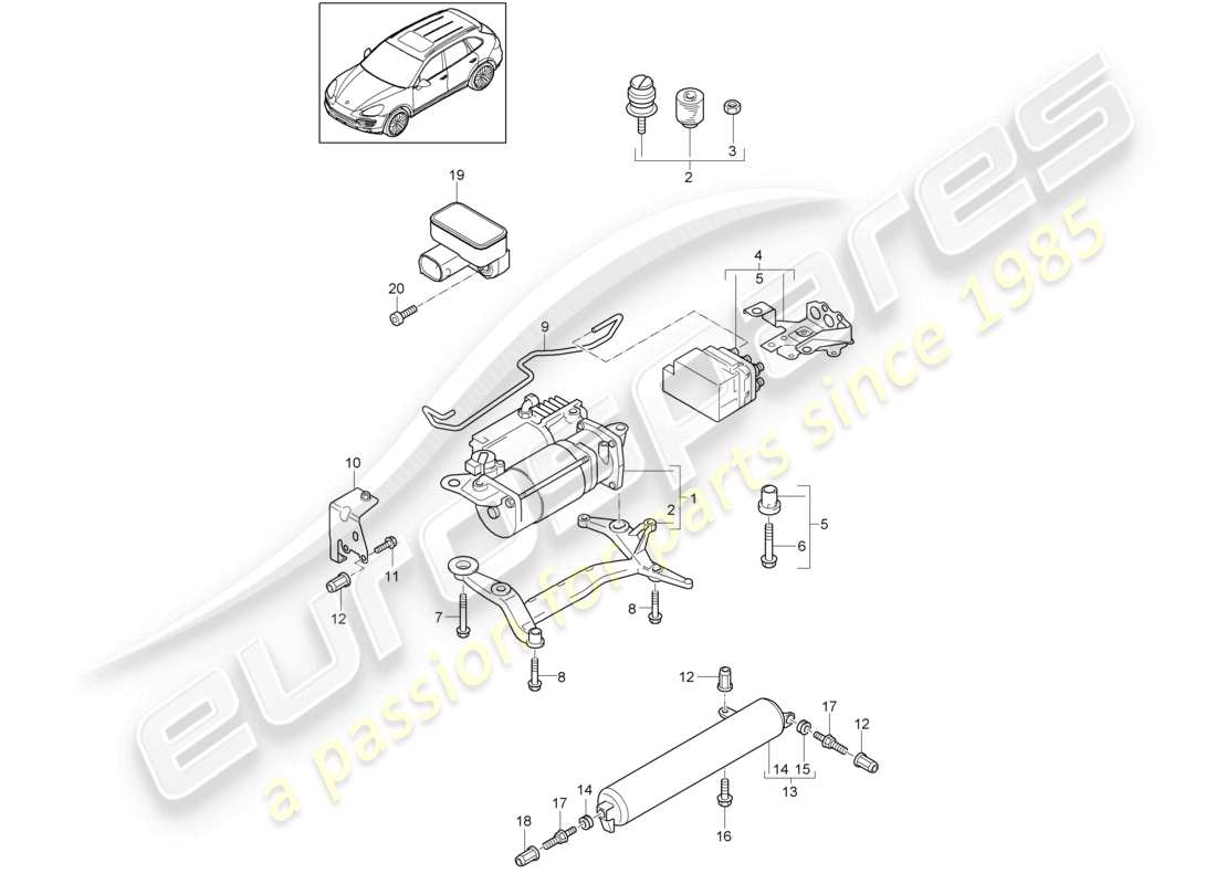 a part diagram from the porsche 2012 (cayenne e2 92a) parts catalogue