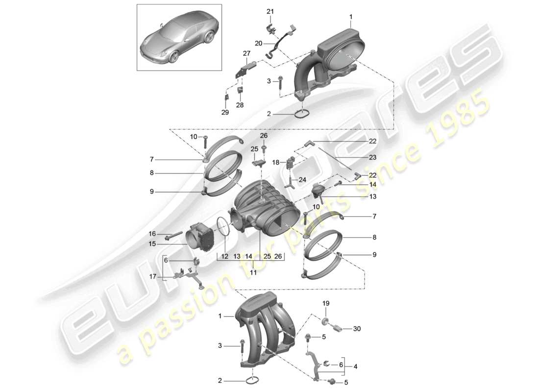 a part diagram from the porsche 2013 (991-1) parts catalogue