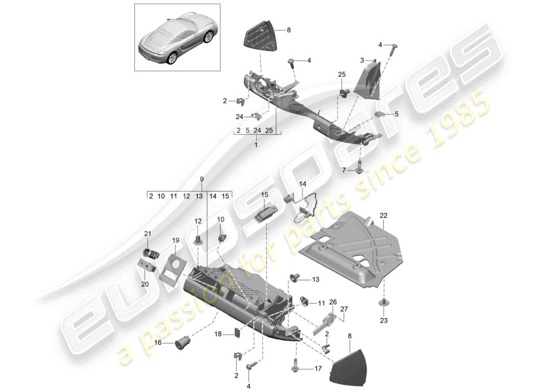 a part diagram from the porsche 2015 (981 cayman) parts catalogue
