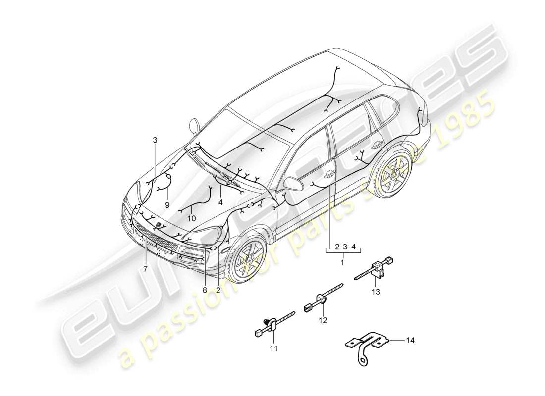 a part diagram from the porsche 2009 (cayenne e1 9pa) parts catalogue