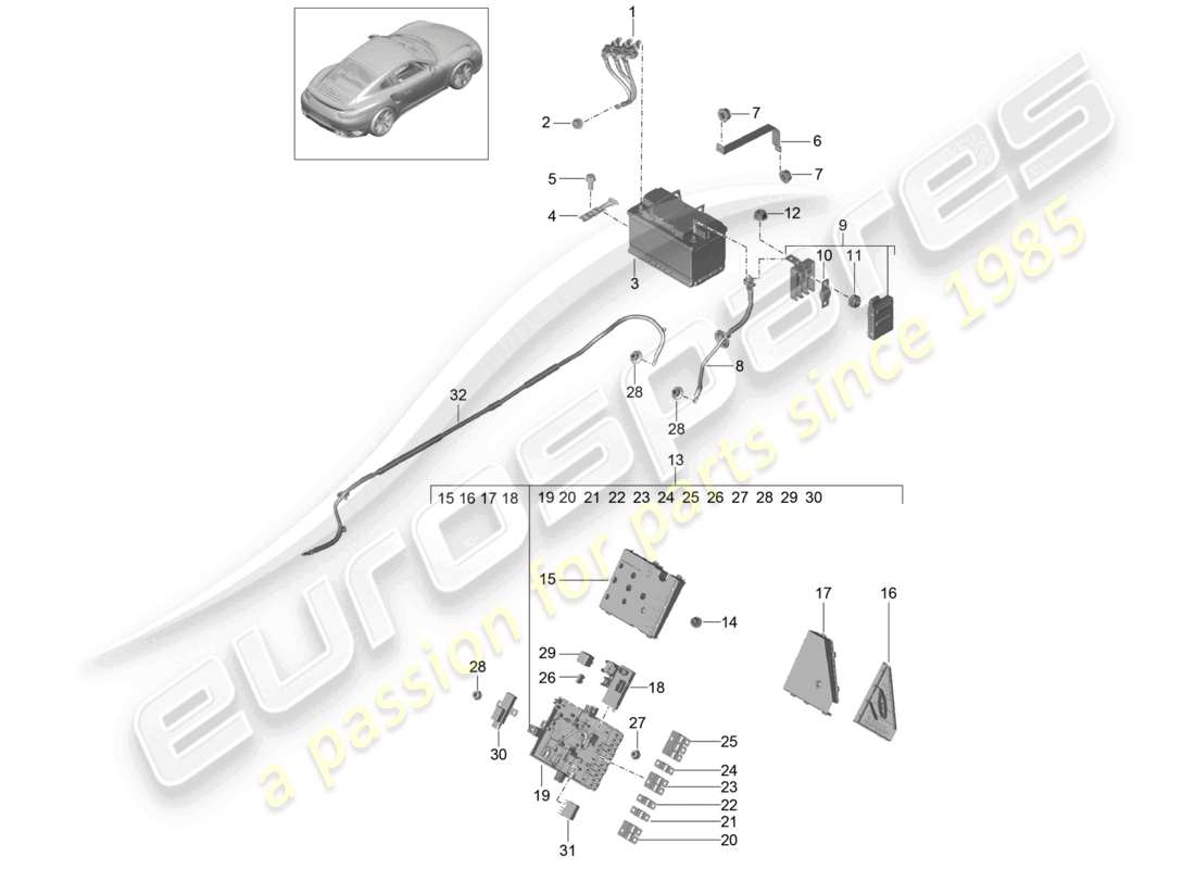 a part diagram from the porsche 991 parts catalogue