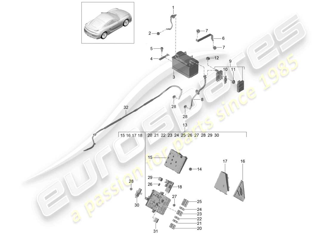 a part diagram from the porsche 2016 (981 cayman gt4) parts catalogue