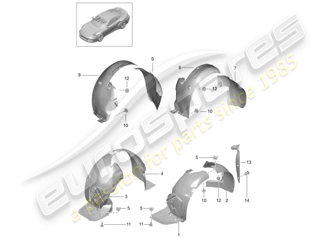a part diagram from the porsche 2020 (991-2 turbo) parts catalogue