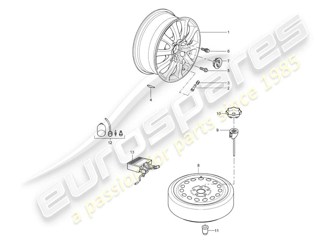 a part diagram from the porsche 2003 (cayenne e1 9pa) parts catalogue
