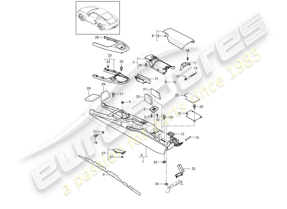 a part diagram from the porsche 2011 (987 cayman) parts catalogue