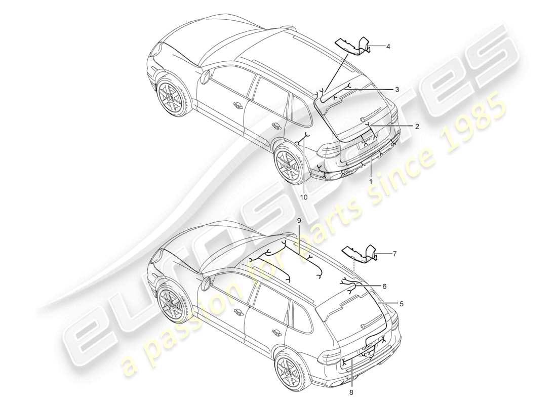 VIEW PARTS DIAGRAMS FROM THE PORSCHE CAYENNE PARTS CATALOGUE a part diagram from the porsche cayenne parts catalogue