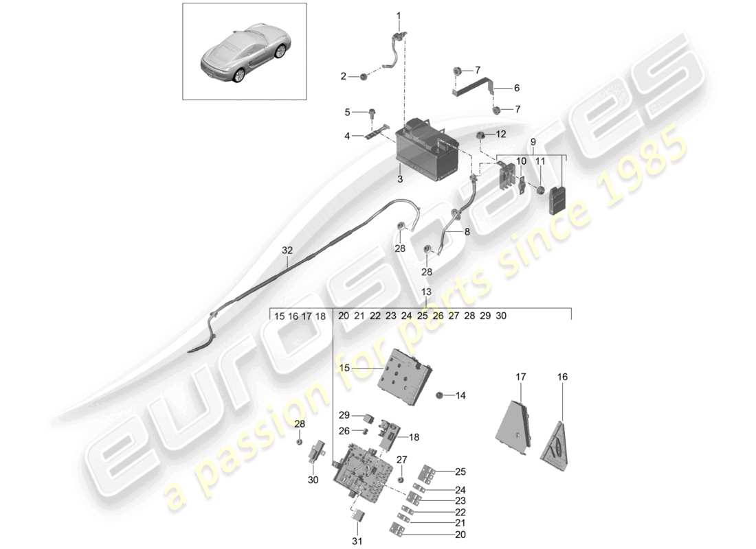 a part diagram from the porsche 2015 (981 cayman) parts catalogue