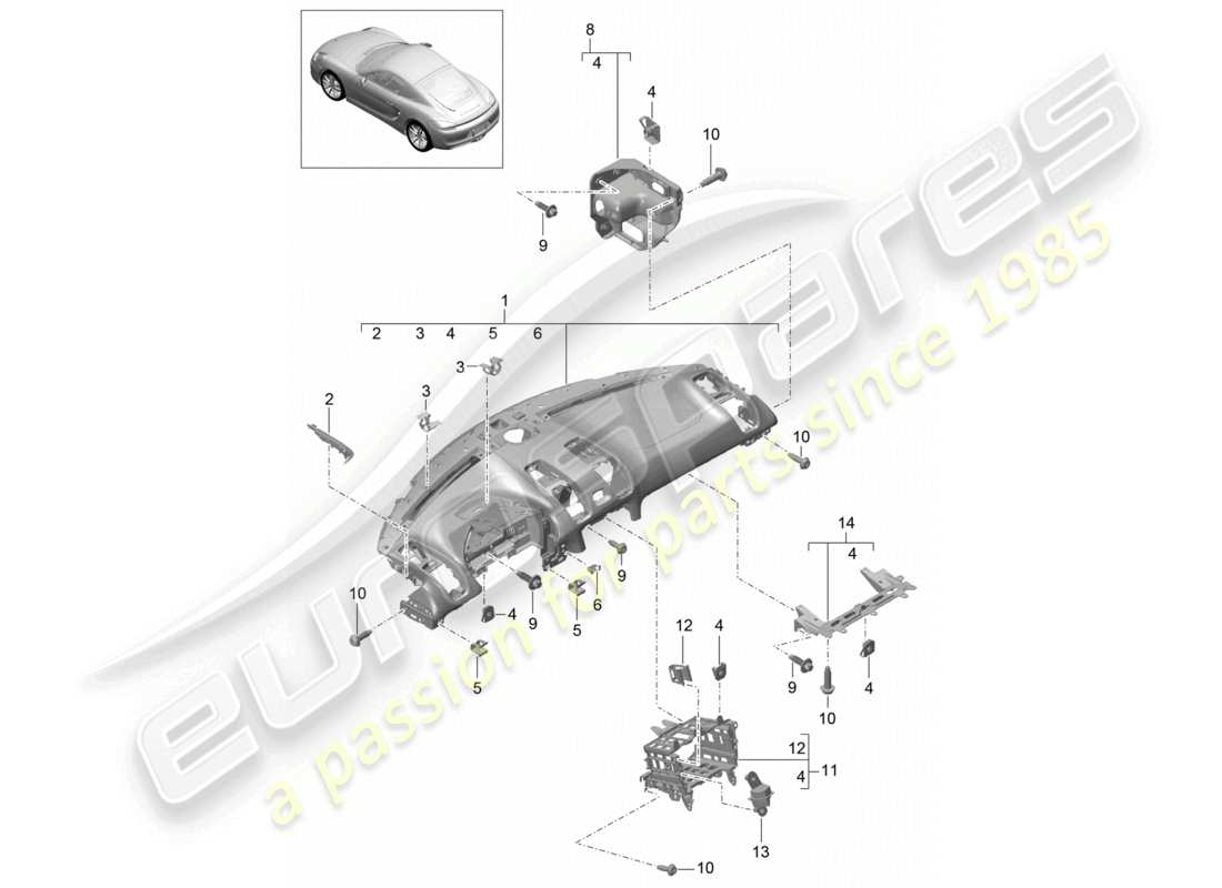 a part diagram from the porsche cayman parts catalogue