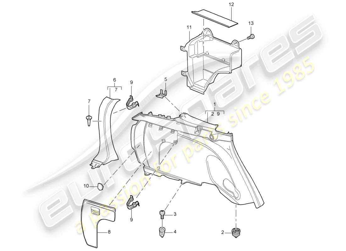 a part diagram from the porsche 2009 (cayenne e1 9pa) parts catalogue