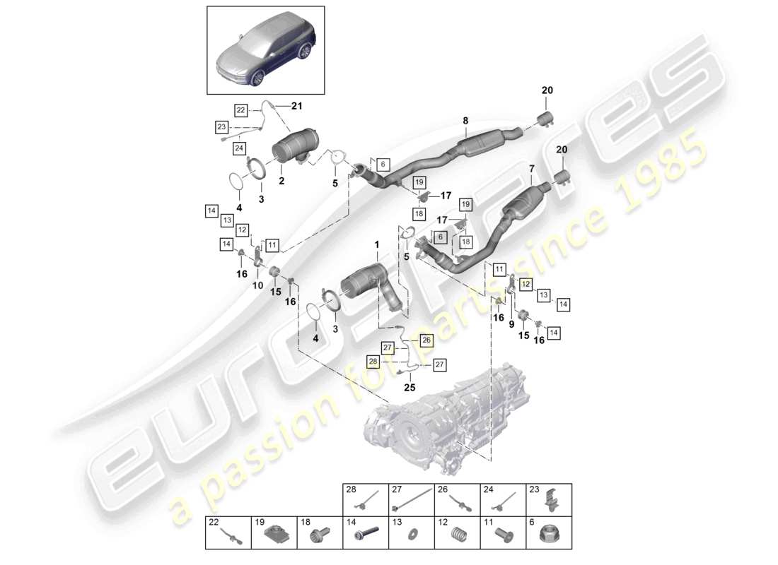 a part diagram from the porsche 2019 (cayenne e3 9ya/9yb) parts catalogue
