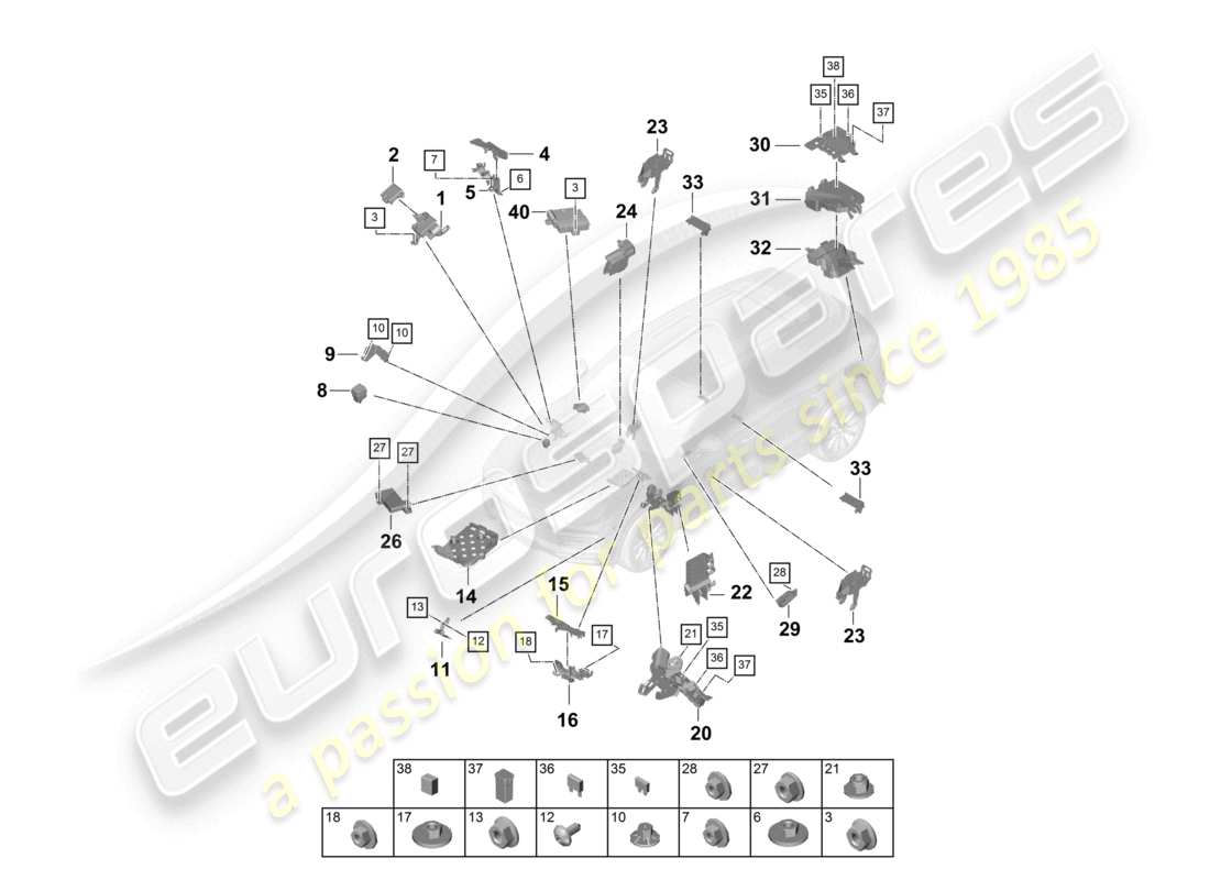 a part diagram from the porsche 2018 (cayenne e3 9ya/9yb) parts catalogue