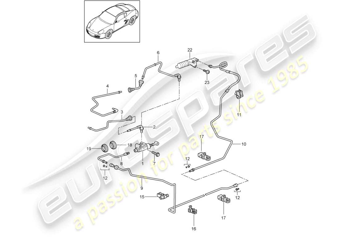 a part diagram from the porsche cayman parts catalogue