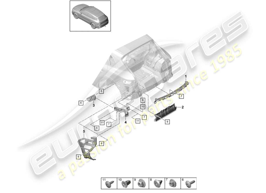 a part diagram from the porsche 2019 (cayenne e3 9ya/9yb) parts catalogue