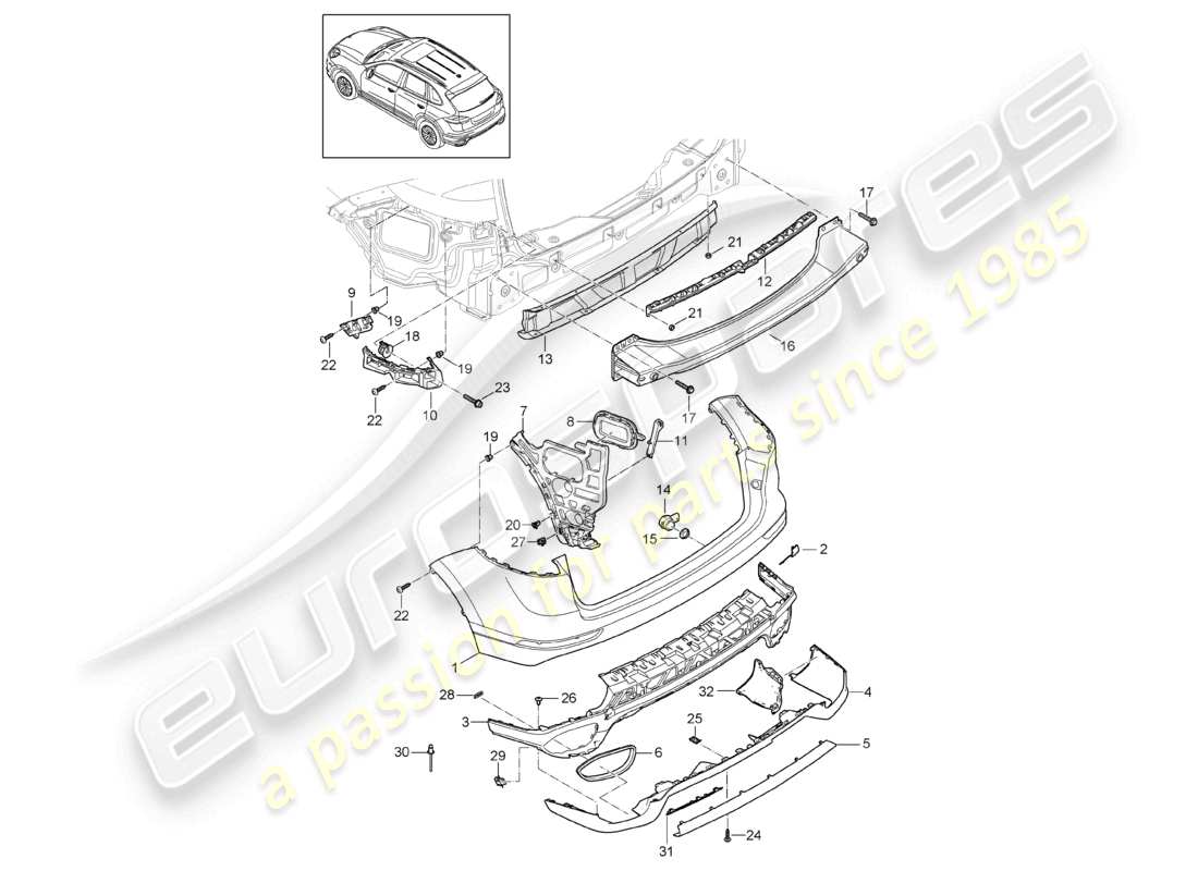 VIEW PARTS DIAGRAMS FROM THE PORSCHE CAYENNE PARTS CATALOGUE a part diagram from the porsche cayenne parts catalogue