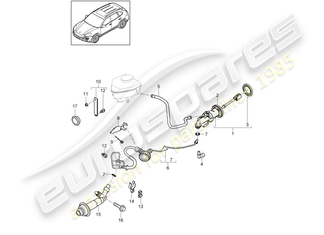 a part diagram from the porsche 2013 (cayenne e2 92a) parts catalogue