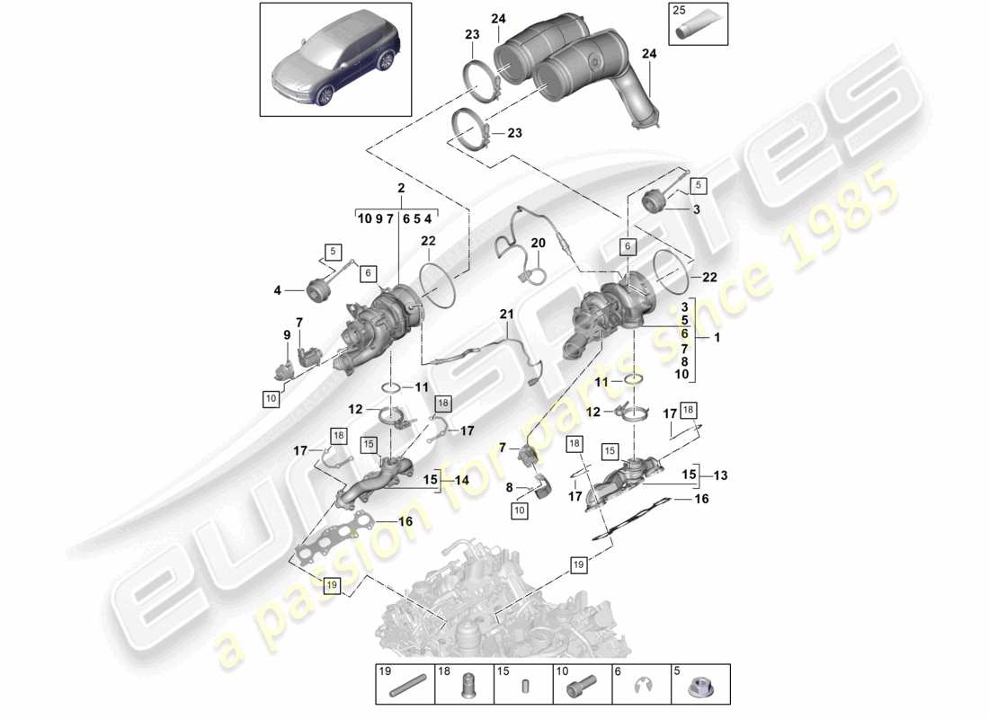 a part diagram from the porsche 2018 (cayenne e3 9ya/9yb) parts catalogue