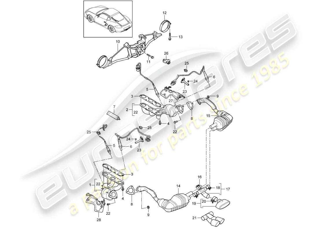a part diagram from the porsche 2009 (987 cayman) parts catalogue