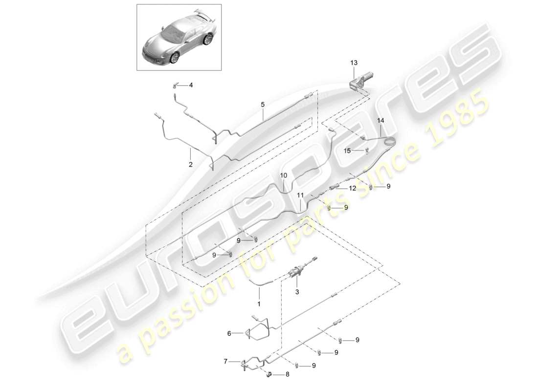 a part diagram from the porsche 2019 (991-2 r/gt3/rs) parts catalogue